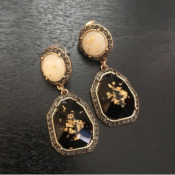 Pave crystal rhinestone drop earrings Anthro - Picture 3 of 6